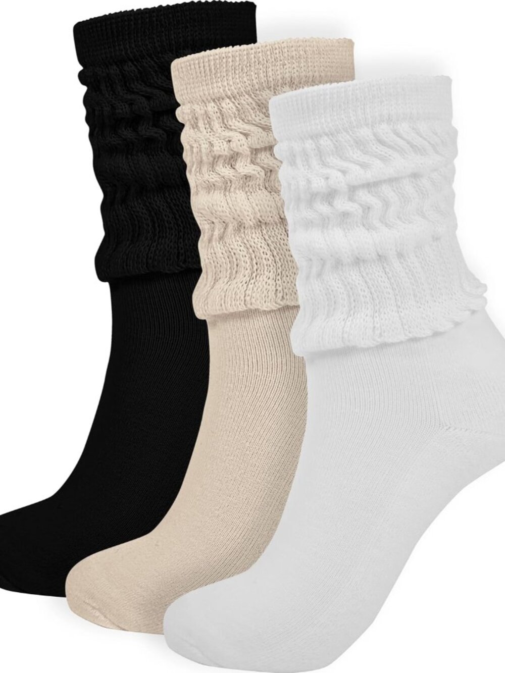 Fashionable Slouch Socks for Women: Comfortable Crew Style Fit (5-11) - 3 Colors